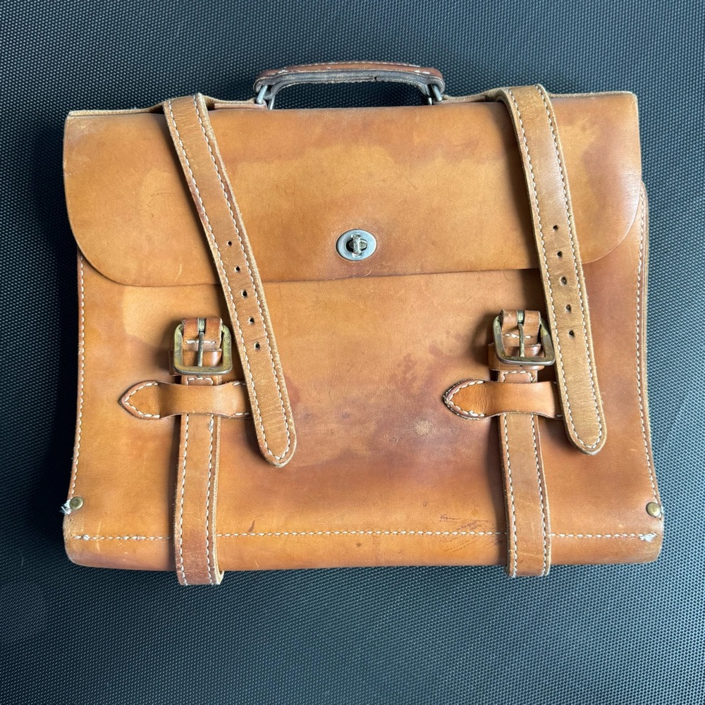 Vintage The J Peterman Co Tan Leather Men's Bag